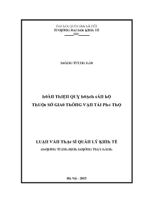 Luận văn hoàn thiện quy hoạch cán bộ thuộc sở giao thông vận tải phú thọ