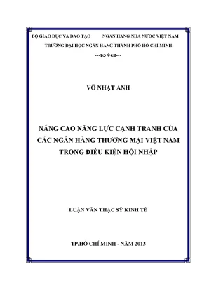 Luận văn nâng cao năng lực cạnh tranh của các ngân hàng thương mại việt nam trong điều kiện hội nhập