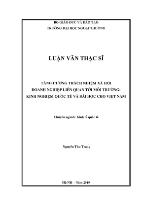 Luận văn tăng cường trách nhiêm xã hội doanh nghiệp liên quan tới môi trường kinh nghiệm quốc tế và bài học cho việt nam