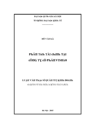 Luận văn phân tích tài chính tại công ty cổ phần vimeco