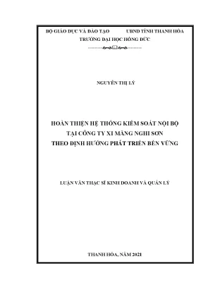 Hoàn thiện hệ thống kiểm soát nội bộ tại công ty xi măng nghi sơn theo định hướng phát triển bền vững