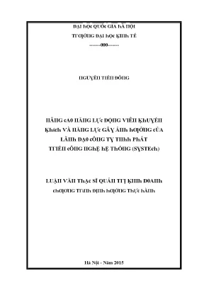 Luận văn nâng cao năng lực động viên khuyến khích và năng lực gây ảnh hưởng của lãnh đạo công ty tnhh phát triển công nghệ hệ thống systech