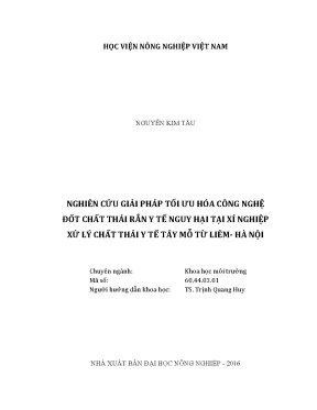 Luận văn nghiên cứu giải pháp tối ưu hóa công nghệ đốt chất thải rắn y tế nguy hại tại xí nghiệp xử lý chất thải y tế tây mỗ từ liêm hà nội