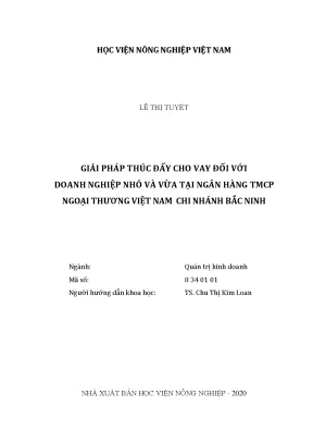 Giải pháp thúc đẩy cho vay đối với doanh nghiệp nhỏ và vừa tại ngân hàng thương mại cổ phần ngoại thương việt nam chi nhánh bắc ninh