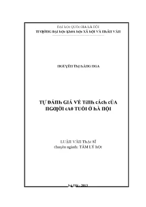Luận văn thạc sĩ tự đánh giá về tính cách của người cao tuổi ở hà nội