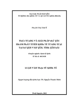 Luận văn thực trạng và giải pháp chủ yếu nhằm phát triển kinh tế trang trại tại huyện văn yên tỉnh yên bái