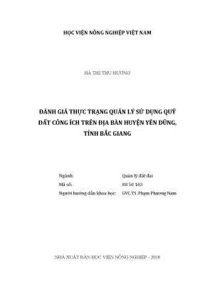 Luận văn đánh giá thực trạng quản lý sử dụng quỹ đất công ích trên địa bàn huyện yên dũng tỉnh bắc giang