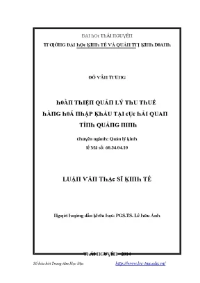 Luận văn hoàn thiện quản lý thu thuế hàng hóa nhập khẩu tại cục hải quan tỉnh quảng ninh