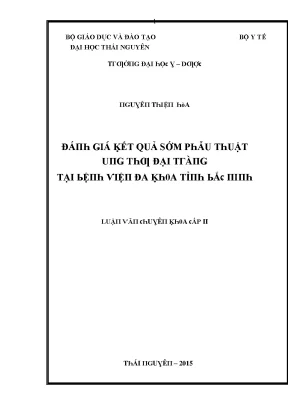 Luận văn đánh giá kết quả sớm phẫu thuật ung thư đại tràng tại bệnh viện đa khoa tỉnh bắc ninh