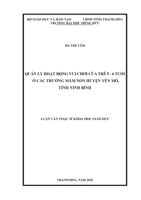 Quản lý hoạt động vui chơi của trẻ 5 6 tuổi ở các trường mầm non huyện yên mô tỉnh ninh bình