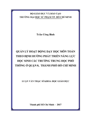 Luận văn quản lý hoạt động dạy học môn toán theo định hướng phát triển năng lực học sinh các trường trung học phổ thông ở quận 8 thành phố hồ chí minh