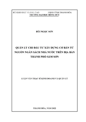 Quản lý chi đầu tư xây dựng cơ bản từ nguồn ngân sách nhà nước trên địa bàn thành phố sầm sơn