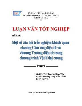 Luận văn một số câu hỏi trắc nghiệm khách quan chương cảm ứng điện từ và chương trường điện từ trong chương trình vật lý đại cương