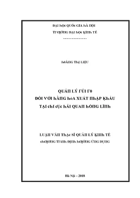 Luận văn quản lý rủi ro đối với hàng hóa xuất nhập khẩu tại chi cục hải quan hồng lĩnh