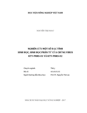 Luận văn nghiên cứu một số đặc tính sinh học sinh học phân tử của chủng virus kty prrs 01 và kty prrs 02