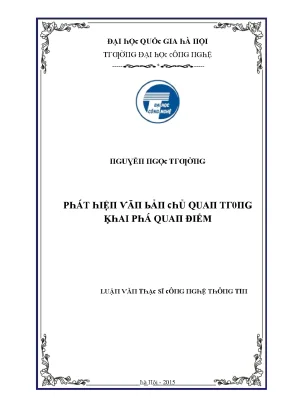 Luận văn phát hiện văn bản chủ quan trong khai phá quan điểm