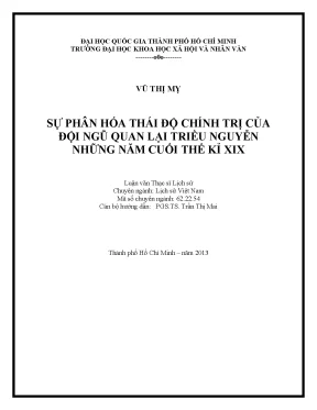 Sự phân hóa thái độ chính trị của đội ngũ quan lại triều nguyễn những năm cuối thế kỉ xix