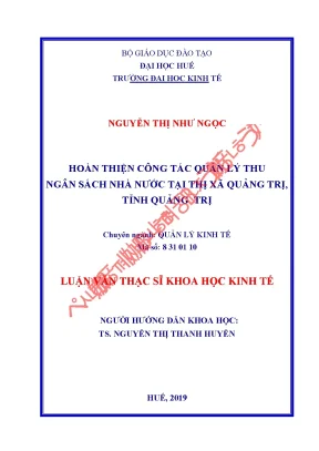 Luận văn hoàn thiện công tác quản lý thu ngân sách nhà nước tại thị xã quảng trị tỉnh quảng trị min