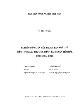 Luận văn nghiên cứu liên kết trong sản xuất và tiêu thụ ngao thương phẩm tại huyện tiền hải tỉnh thái bình
