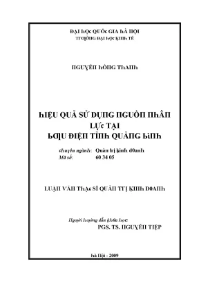 Luận văn hiệu quả sử dụng nguồn nhân lực tại bưu điện tỉnh quảng bình