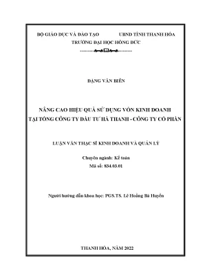 Nâng cao hiệu quả sử dụng vốn kinh doanh tại tổng công ty đầu tư hà thanh công ty cổ phần