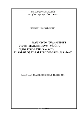 Luận văn máy vectơ tựa support vector machine svm và ứng dụng trong việc xác định tham số độ thấm trong ngành địa chất