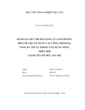 Luận văn đánh giá mức độ hài lòng của người dân đối với việc sử dụng các công trình hạ tầng kỹ thuật trong xây dựng nông thôn mới tại huyện mỹ đức hà nội