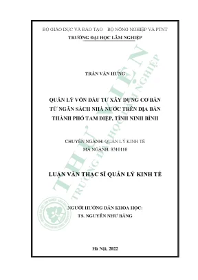 Quản lý vốn đầu tư xây dựng cơ bản từ ngân sách nhà nước trên địa bàn thành phố tam điệp tỉnh ninh bình