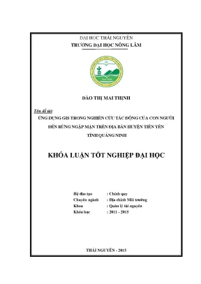 Luận văn ứng dụng gis trong nghiên cứu tác động của con người đến rừng ngập mặn trên địa bàn huyện tiên yên tỉnh quảng ninh