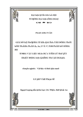 Luận văn giải số hệ phương trình khuếch tán đồng thời bốn thành phần b as i và v tìm phân bố nồng độ trong vật liệu silic dựa trên lý thuyết nhiệt động học không thuận nghịch