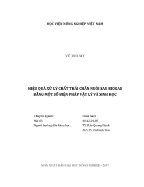 Luận văn hiệu quả xử lý chất thải chăn nuôi sau biogas bằng một số biện pháp vật lý và sinh học