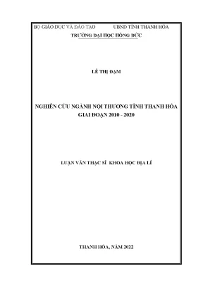 Nghiên cứu ngành nội thương tỉnh thanh hóa giai đoạn 2010 2020