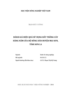 Luận văn đánh giá hiệu quả sử dụng đất trồng cây hàng năm của hộ nông dân huyện mai sơn tỉnh sơn la