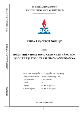 Luận văn hoàn thiện hoạt động giao nhận hàng hóa quốc tế tại công ty cổ phần cảng đoạn xá