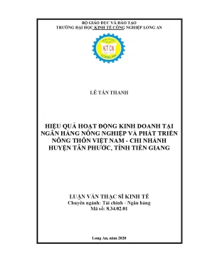 Luận văn hiệu quả hoạt động kinh doanh của ngân hàng nông nghiệp và phát triển nông thôn việt nam chi nhánh huyện tân phước tỉnh tiền giang