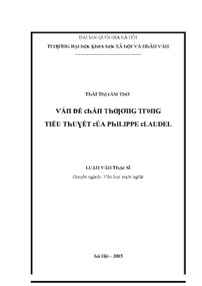 Luận văn thạc sĩ vẫn đề chấn thương trong tiểu thuyết của philippe claudel
