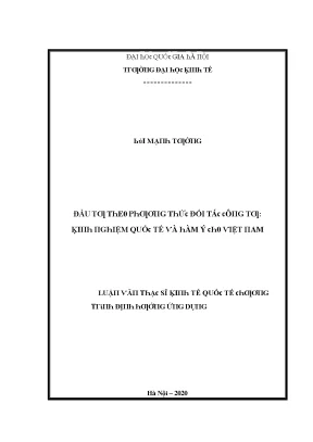 Luận văn đầu tư theo phương thức đối tác công tư kinh nghiệm quốc tế và hàm ý cho việt nam