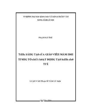 Luận văn thạc sĩ tính sáng tạo của giáo viên mầm non trong tổ chức hoạt động tạo hình cho trẻ con