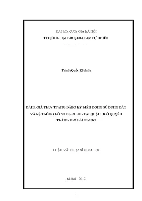 Luận văn thạc sĩ đánh giá thực trạng đăng ký biến động sử dụng đất và hệ thống hồ sơ địa chính tại quận ngô quyền thành phố hải phòng vnu lvts003