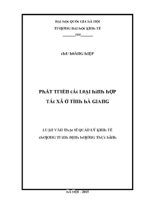 Luận văn phát triển các loại hình hợp tác xã ở tỉnh hà giang