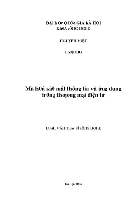 Luận văn mã hoá bảo mật thông tin và ứng dụng trong thương mại điện tử
