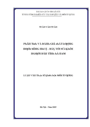 Luận văn thạc sĩ phân tích và đánh giá chất lượng nước sông nhuệ đáy tới sức khỏe người dân tỉnh hà nam vnu lvts08w