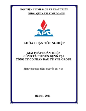 Luận văn giải pháp hoàn thiện công tác tuyển dụng tại công ty cổ phần đầu tư vne group