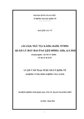 Luận văn cải cách thủ tục hành chính trong quản lý đất đai ở huyện đông anh hà nội
