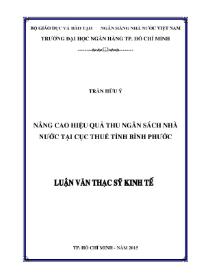 Luận văn nâng cao hiệu quả thu ngân sách nhà nước tại cục thuế tỉnh bình phước
