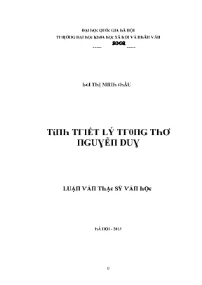 Luận văn thạc sĩ tính triết lý trong thơ nguyễn duy
