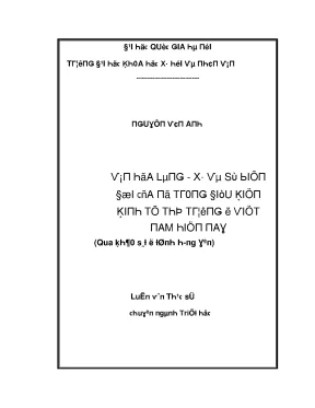 Luận văn thạc sĩ văn hóa làng xã và sự biến đổi của nó trong điều kiện kinh tế thị trường ở việt nam hiện nay qua khảo sát ở tỉnh hưng yên
