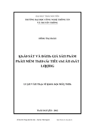Luận văn khảo sát và đánh giá sản phẩm phần mềm theo các tiêu chuẩn chất lượng