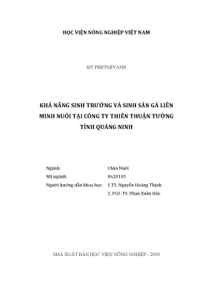 Luận văn khả năng sinh trưởng và sinh sản gà liên minh nuôi tại công ty thiên thuận tường tỉnh quảng ninh