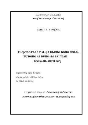 Luận văn phương pháp tìm cặp không đồng nghĩa tự động áp dụng cho bài toán đối sánh ontology